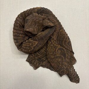 Ralph Lauren Brown Paisley Silk Scarf